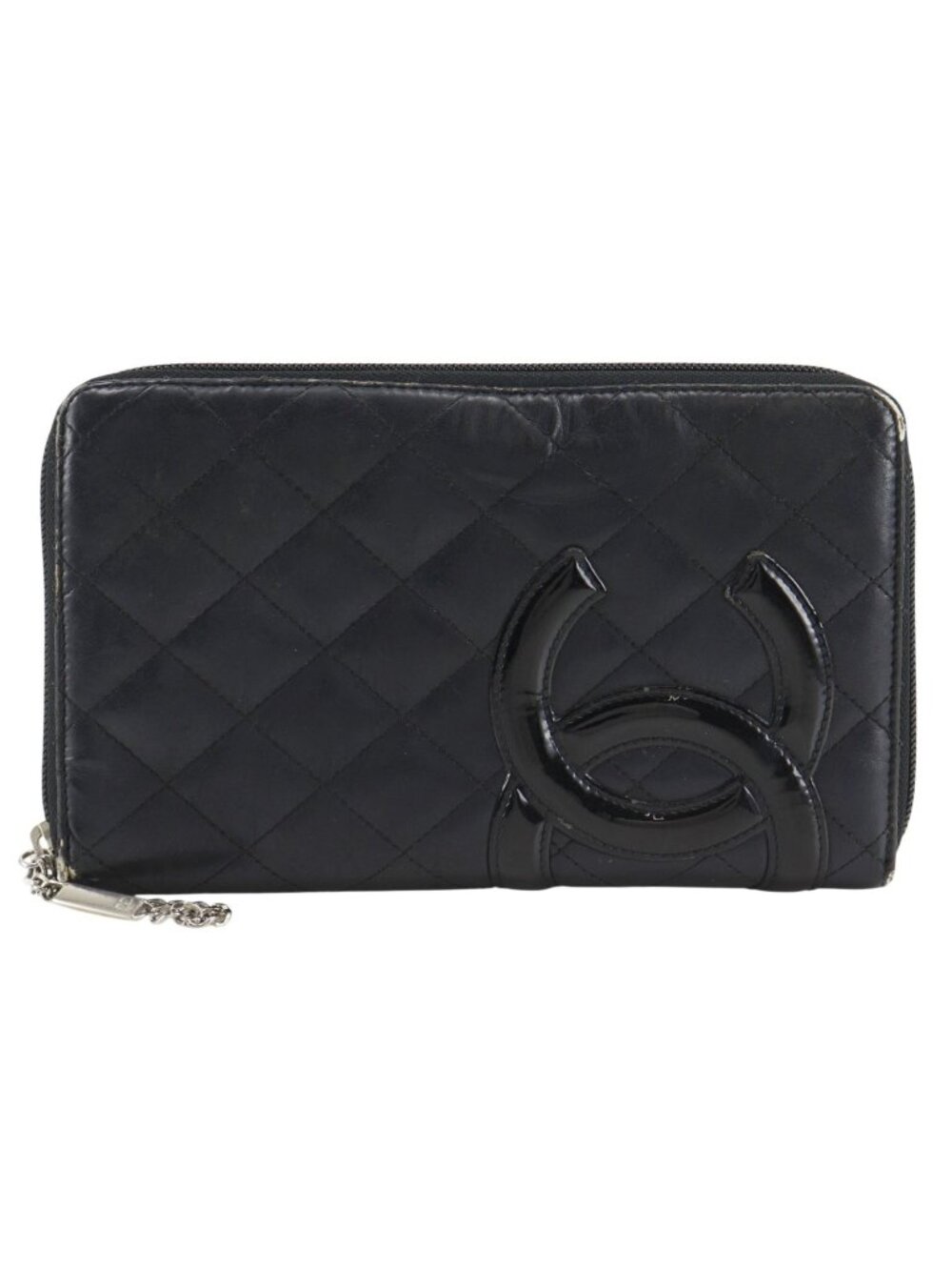 Chanel Cambon Line Patent Leather Black LadyLong Wallet